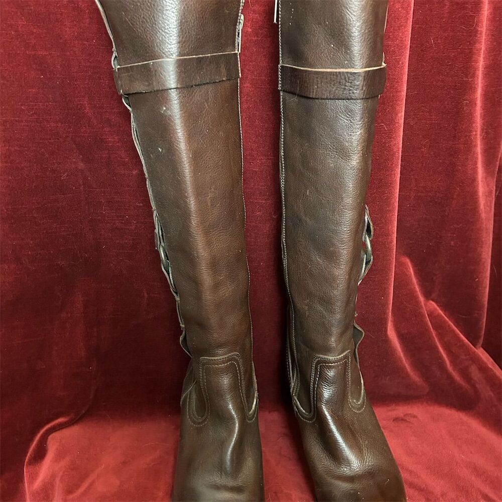 Frye Women's Brown Fiona Leather Riding Boots Size 8.5 Knee High - Picture 2 of 10